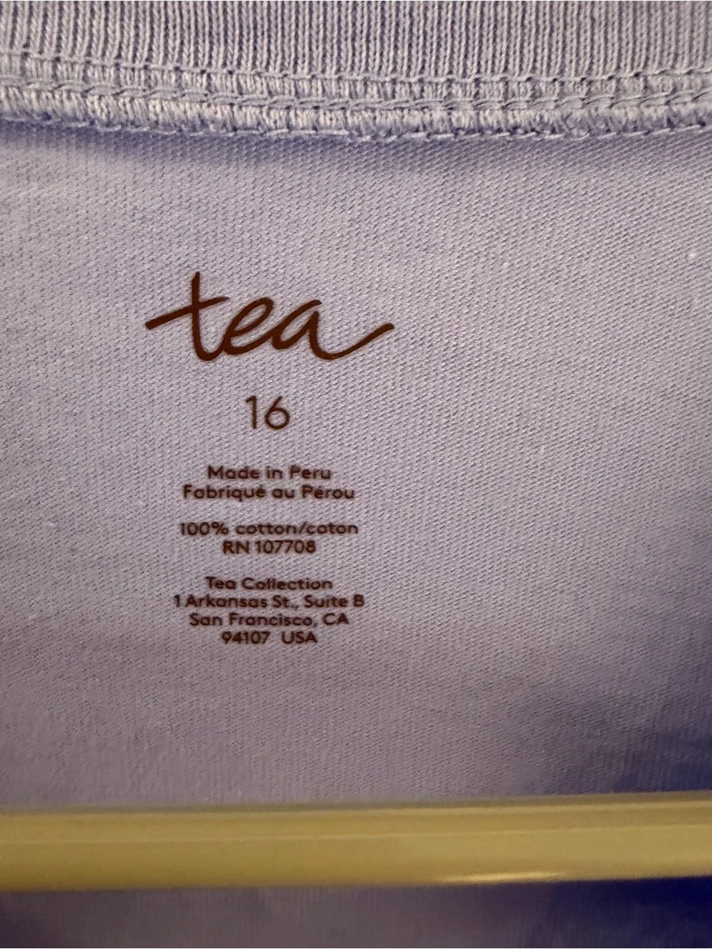 Tea Collection Lavender Long Sleeve Tee Elephant hello, ok,‎ namaste NWT